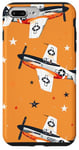 Coque pour iPhone 7 Plus/8 Plus Drapeau américain minimaliste orange tropical P-51 Mustang de la Seconde Guerre mondiale