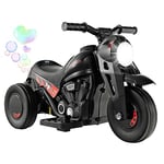 COSTWAY 6V Moto Électrique Enfants avec Créateur de Bulles, Scooter Electrique avec Bouton de Musique et Pédale, Motif de Flamme, Phare LED, Charge 30kg pour Garçons et Filles de 3 Ans+ (Noir)