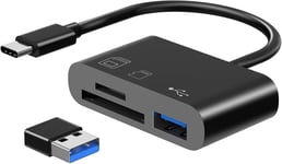 Lecteur de Carte SD USB C,3en 1USB C vers Adaptateur SD/Micro SD/USB 2.0,Lecteur de Carte Mémoire TF Compatible avec Les Appareils de Type C comme Samsung,MacBook,Ordinateur Portable,Tablette(Q372)