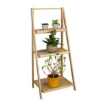 Escalier étagère pour fleurs en bambou 3 étages pliant rangement bois plantes pliable nature HxlxP: 99 x 45 x 32 cm, nature - Relaxdays