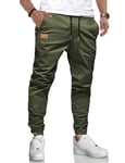 LIUPMWE Hommes Pantalon Chino Cargo Pantalon de Jogging Hommes Coton Casual Sweatpants Hommes Pantalons de Loisirs Taille élastique avec des Poches de Cordon de Serrage，XL，Vert