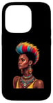 Coque pour iPhone 14 Pro Rainbow Dashiki Cheveux naturels pour femme tribale africaine