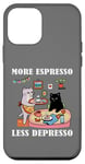 Coque pour iPhone 12 mini Plus d'espresso, moins de dépression, service de café et gâteau pour chat