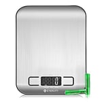 Etekcity Digital Kitchen Scales, Premium Stainless Steel Food Scales, Professional Food Weighing Scales with LCD Display, Incredible Precision up to 1 g (5 kg Maximum Weight), Silver