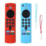 Protection télécommande Fire TV Stick BHHB Coque Fire TV Stick Silicone Compatible avec Fire TV Stick 4K /4K Max Alexa télécommande vocale (3e génération 2021) 2 pièces - (Rouge et Bleu)