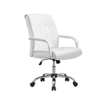 Yaheetech - Chaise de Bureau Fauteuil de Bureau Ergonomique Inclinable Hauteur Réglable en Similicuir Charge 136 kg Blanc