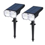 GRIFEMA 2 Pack Solar Spot Lights Outdoor Garden, 5 Mode, 18 LED, Solar Powered Wall Lights, IPX65 Waterproof for Garden Yard Driveway Porch Walkway GD251-2, Black