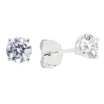 Revere 9ct White Gold 4 Claw Cubic Zirconia Studs Earrings gold female