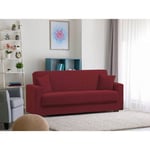 Dmora Canapé Pinto, Canapé conteneur 3 places linéaire, Canapé de salon en tissu rembourré avec ouverture clic-clac, Cm 212x80h87, Rouge, avec