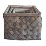 Comarco Sa Lot de 3 paniers en bambou carrés porte-plantes - P 20 x 20 x 19 cm - M 25 x 25 x 21 cm - G 30 x 30 x 24 cm