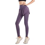 Pantalon de yoga pour femme avec large ceinture élastique et poche Taille S Violet