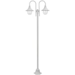 Lyktstolpe vidaxl - För trädgård e27 220 cm aluminium 2 lyktor vit aluminiumram lampskärm i pvc