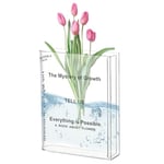 JWTRSVTY Book Vase, Vase En Forme De Livre Transparent, Vase De Livre En Acrylique, Vase De Livre Fleurs, Vase Livre Tulipes Transparent, pour Decoration Maison, Livre Decoration, Salon, Bureau