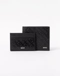 Boss Orange GB Outline Mens Embossed Wallet and Card Holder Gift Set - Black - One Size