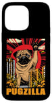 Coque pour iPhone 14 Pro Max Retro Pug Pugzilla Funny Dog Lover Japanese Movie Poster