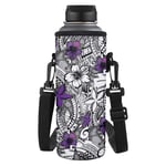 SEANATIVE Water Bottle Bag Polynesian Tribes Plumeria Design Shoulder Strap Neoprene Water Bottle Sleeve for Women Girls