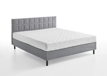 Atlantic Home Collection Lit Coffre Nikola avec Matelas TFK H2 Gris Clair 180 x 200 cm