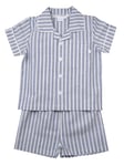 Mini Vanilla Blue & White Stripe Boys Traditional Shortie Pyjamas Cotton - Size 9-10Y