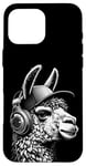 Coque pour iPhone 16 Pro Max Lama a Casque DJ équipement de Concert de Musique Audiophile