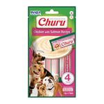 INABA Purée Churu, friandises pour Chiens à Manger à la Main, Délicieux Snack pour Chiens à lécher, friandises en portions Pratiques de Poulet au Fromage, 1 Paquet de 4x14g de friandises pour Chiens