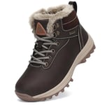 Mishansha Bottine Hiver Garçon Chaussure Hiver Fille Imperméable Bottines Enfant Neige Antidérapantes Bottes Hiver Chaussures Neige Fourrées Bottines Randonnee Marron,Gr.33