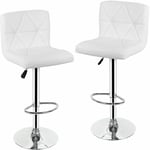 Wyctin - Hofuton Lot de 8 Tabouret de Bar, Réglable en Hauteur & Rotatif 360° Tabouret de Travail en Cuir Synthétique et Métal Blanc