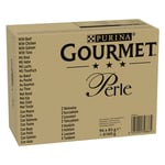 Jumbopack: Gourmet Perle 96 x 85 g - Nötkött, Kyckling, Lax, Tonfisk i sås
