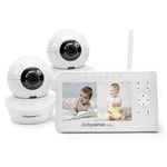 Babysense Moniteur Vidéo pour Bébé, Babyphone avec Écran Divisé 4,3“ et Deux Caméras, Conversation Audio Bidirectionnel, Fonction PTZ, Longue Portée, Lumière De Nuit, Vision Nocturne, Berceuses.