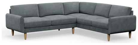 Hutch Velvet Round Arm 6 Seater Corner Sofa - Slate Grey