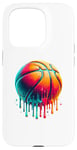 Coque pour iPhone 15 Pro Coloré Joueur de Basket Panier Panier