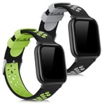 kwmobile Watch Bands Compatible with Huami Amazfit GTS/GTS 2 / GTS 2e / GTS 3 - Straps Set of 2 Replacement Silicone Band - Black/Grey/Black/Green