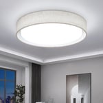 Kambo 24W Plafonnier en Tissu LED - Rond Lampe de Plafond pour Chambre Moderne Luminaire Plafonnier Salon Couloir - Lampe Plafond Ø30cm Blanc Froid 6000K 3084LM