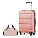 Kono Ensemble de valises à Main de Taille Moyenne, Grande Valise d'enregistrement avec Serrure TSA à Coque Rigide en ABS avec Sac de Cabine Ryanair 40 x 20 x 25 cm, Nude, 24 inch Luggage Sets,