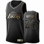 NBA Broderad Los Angeles Lakers Kobe Bryant tröja i svart guld - M