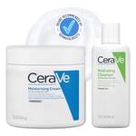 CeraVe Moisturising Cream with Hydrating Cleanser Travel Size Bundle - Moisturising Cream 454g & Hydrating Cleanser 88ml