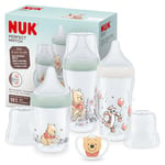 NUK Perfect Match Baby Bottles Set | 0-6+ Months | Adapts to Baby's Palate | 3 x Anti Colic Baby Bottles & Space Soother | BPA-Free | Disney Winnie the Pooh | 4 Count