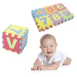 Skecten - Tapis Mousse Bébé Dalles 16 x 16 cm avec Certification ce & tüv Tapis pour Enfants Tapis de Puzzle (Lettres + Chiffres)