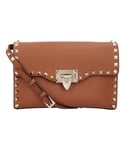 Valentino Garavani Womens Rockstud Crossbody Bag - Brown Calfskin - One Size