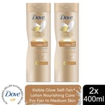 2pk of 400ml Dove Visible Glow Self-Tan Lotion of Fair to Medium Skin