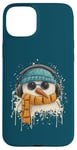 Coque pour iPhone 15 Plus Groovy Funky Pop Art Bonhomme de neige DJ avec écouteurs