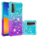 Huawei Y7a Case Gradient Quicksand Gradient Quicksand pehmeä TPU puskurin tyynynpäällinen - sininen ja violetti