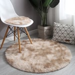 Soft Area Matta Fluffig Rund Matta Shaggy Circular Matta För Sovrum Vardagsrum Heminredning Camel Camel 120cm