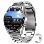 Montre Connectée Pour Les Hommes,Bluetooth,Appel,Étanche,Moniteur D'activité Physique,Affichage De La Météo,Pour Téléphone Xiaomi Huawei,2022 - Type Steel Strip Silver