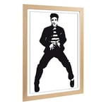 Big Box Art Framed Print of Elvis Presley The Jailhouse Rock (2) Design | Wall Art Picture | Home Decor for Kitchen, Living Room, Bedroom, Hallway, Oak, A2 / 24.5x18 Inch / 62x45cm