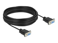 Delock - Null Modem-Kabel - Db-9 (Hunn) Til Db-9 (Hunn) - 10 M - Tommelskruer - Svart