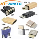 None HDMI Female to Male Connecteur Xinte VGA DVI HDMI Mini port d'affichage DP affichage virtuel adaptateur factice prise EDID sans tête KVM 2560 & 1920*1080p @ 60Hz 4K