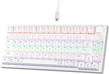 GM326 CLAVIER GAMER MÉCANIQUE TKL FILAIRE, MINI 75% RETROECLAIRÉ, BLANC TOUCHES ANTI-GHOSTING REMPLAÇABLE À CHAUD AVEC BOUTON,SWITCH ROUGE POUR PC/WIN/MAC,QWERTY[KEY230342]