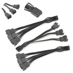 3Pcs Fan Extension Cable Wire 1 To 3 4‑Pin Connector Splitter Adapter Powe Part