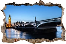 pixxp Rint 3D WD s2341 _ 62 x 42 énorme Westminster Bridge et Big Ben avec lumières percée 3D Sticker Mural Mural en Vinyle, Multicolore, 62 x 42 x 0,02 cm