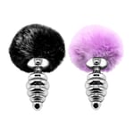 Alive Plug anal en métal Fluffy Twist M - Couleur : Noir